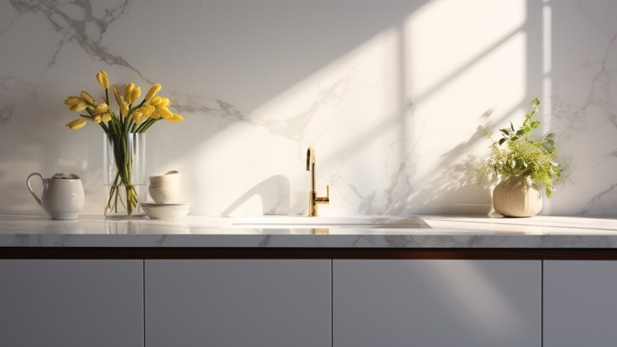 Marble countertops with natural lighting