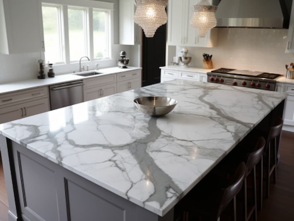 white marble countertop